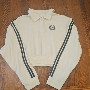 Women's White Sweater with Black Stripes